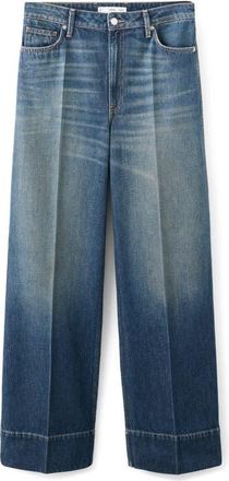 Mango x Kaia Gerber Creased Straight Leg Jeans in Dark Vintage Blue at Nordstrom, Size 2