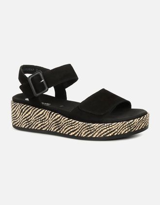 Remonte Womens Tapestry Womens Wedge Sandals - Black - Size: 6.5