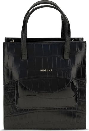Hidesins Womens Leather Handbag Pocket Black Calf Shoulder Bags
