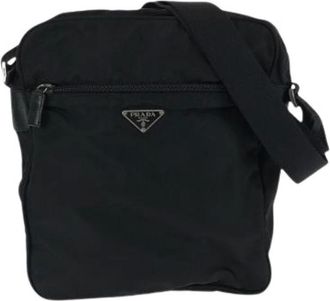 Prada Pre-owned Cross Body Bags, female, Black, Size: ONE SIZE Pre-owned Tessuto Nylon Shoulder Bag