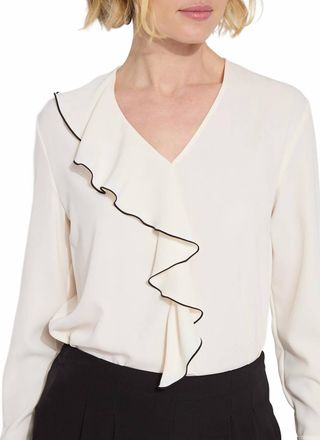 Lyss&eacute; Marianne V-Neck Ruffle Blouse In Chalk