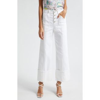 Cinq &agrave; Sept Benji Wide Leg Jeans in White at Nordstrom, Size 0