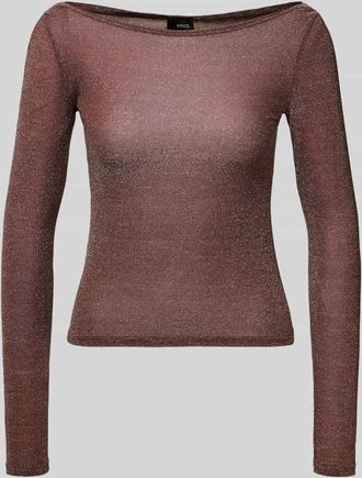 Mango Longsleeve mit U-Boot-Ausschnitt in Mittelbraun, Größe XL