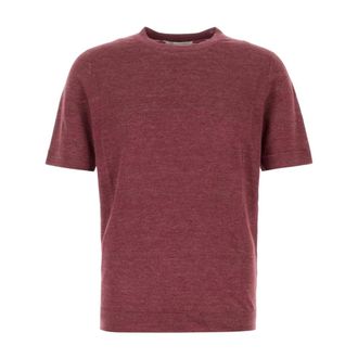 Brunello Cucinelli Brunello Cucinelli, Round-neck Knitwear, male, Purple, Size: 2XL Polo-style Sweater