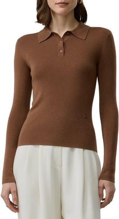 LilySilk Silk-Cashmere Polo in Henna at Nordstrom, Size X-Small