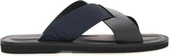 Emporio Armani Crossed Sandalen - Heren - Sandalen - Blauw - 42 EU - Leer - Schoenen