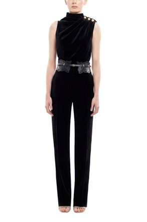 Saiid Kobeisy Pleated Top With Gold Buttoned Shoulder