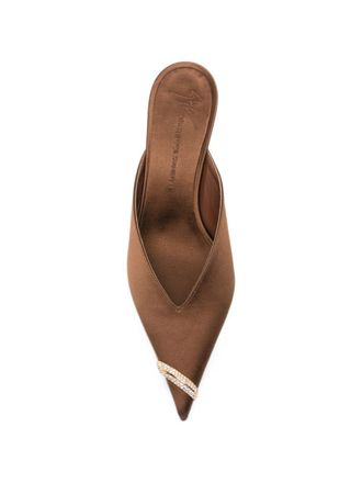Giuseppe Zanotti Crystal-Embellished Satin Mule - Brown