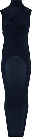 Jean Paul Gaultier Navy Blue Gedrapeerd Jurk met Jarretel Details - Dames - Maxi kleedjes - Blauw - M - Kleedjes