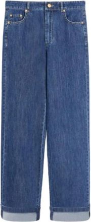 Max Mara Blauwe Jeans met Verborgen Ritssluiting - Dames - Regular Fit Jeans - Blauw - 2XS - Katoen - Jeans