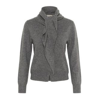 Soaked In Luxury Truien & Vesten, Dames, Grijs, M, Wol, Grijs Melange Sjaal Vest