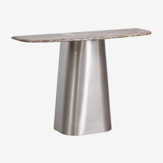 Sklum Consola Recibidor 120x40 Cm En Piedra Natural Y Acero Inoxidable Moreila Sklum
