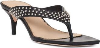 Cinq &agrave; Sept Frankie Studded Leather Thong Sandal in Black/silver at Nordstrom, Size 39.5
