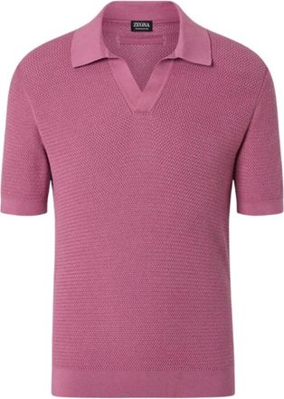 Ermenegildo Zegna Poloshirt met korte mouwen - Heren - Polos - Roze - M - Katoen - Tops