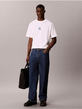 Calvin Klein Jeans Calvin Klein Mens Monogram Logo Overlay Tee - White - 2XL