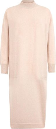 PESERICO Lange Gebreide Jurk - Dames - Kleedjes - Beige - XL - Wol - Kleedjes
