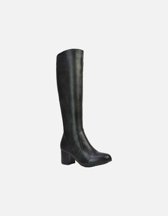 XY London Womens XY London Womens/Ladies Honey Ankle Zips Mid Block Heel Knee-High Boots - Black - Size: 6