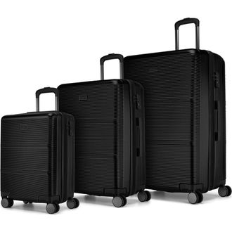 Bugatti Brussels 3 Piece Hardside Luggage Set with Expansion in Black at Nordstrom, Size Medium