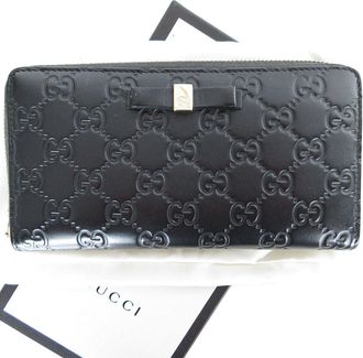 Gucci Black Leather Long Wallet (Bi-Fold) (Pre-Owned)