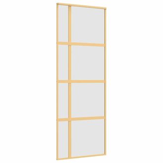 vidaXL Puerta Corredera Dorada Vidrio Esg Esmerilado Aluminio 76x205cm Vidaxl