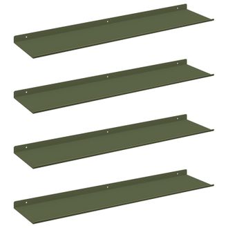 vidaXL Estante Flotante 4 Pcs Verde Oliva 80 X 18 X 2,5 Cm Acero Vidaxl