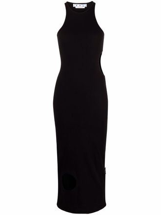 Off-white cut-out midi dress - women - Cotton/Spandex/Elastane - 36 - Black