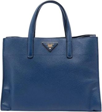 Prada Pre-owned Vintage Satchel - Dames - Vintage Handtas - Blauw - ONE Size - Leer - Vintage