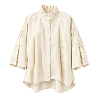 Meimeij Oversized Blouse - Dames - Blouses & Shirts - Beige - Maat: XS Poliester