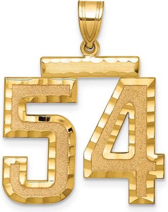 Diamond2Deal 14k Yellow Gold Large Brushed Diamond-cut Number Charm Pendant