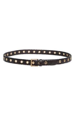 AllSaints Eyelet Woven Leather Belt in Bitter Brown /Warm Brass at Nordstrom Rack, Size X-Small/small