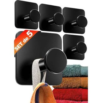 OEM Ganchos Para Toallas, Soportes Para Toallas Sin Taladrar, Juego De 5 - Ganchos Modernos Negros Para Toallas De Ba&ntilde;o - Ganchos Adhesivos De Acero Inoxi