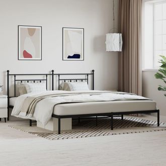 Berkfield Home Metal Bed Frame with Headboard Black 193x203 cm