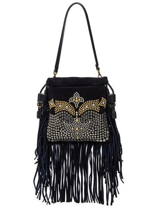 Etro Kalispera Small Stud-embellished Suede Shoulder bag - Blue - One Size