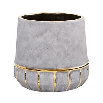 Nearly Natural 8.5-in Regal Stone Decorative Planter with Gold Accents in Gray at Nordstrom