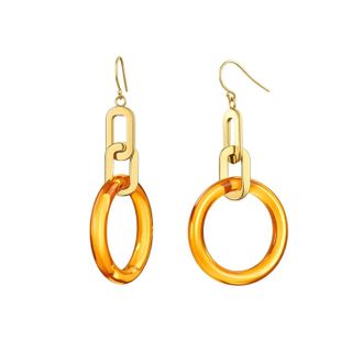 Gold & Honey Womens Link Drop Lucite Earrings In Honey
