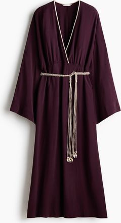 H&M Viskosekleid mit G&uuml;rtel - Dunkles Pflaumenlila