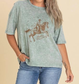Blu Pepper Rodeo Graphic Top In Sage
