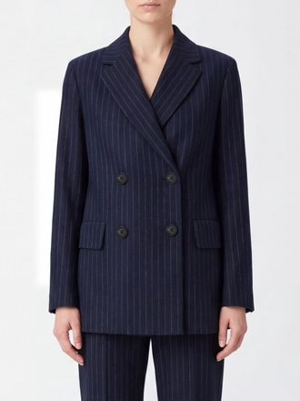 Max Mara S Max Mara Pinstripe Wool Double-Breasted Blazer with Classic Lapels
