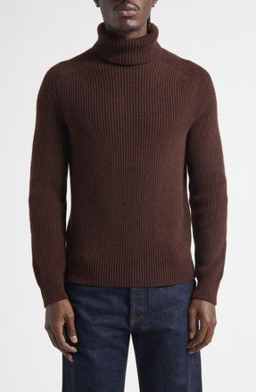 Isaia Wool Turtleneck Sweater in Brown at Nordstrom, Size Large