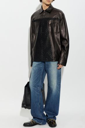 Alexander McQueen Leather Jacket With Skull Motif, Mens, Black