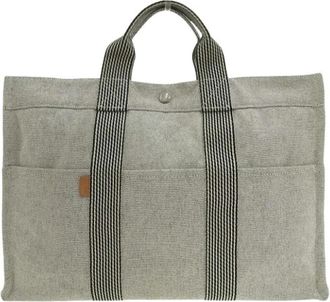 Herm&egrave;s Pre-owned Tote Bags, female, Gray, Size: ONE SIZE Pre-owned New Fourre-Tout MM Canvas Tote Bag