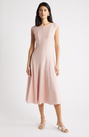 Nordstrom Seamed Wool Blend Midi Dress in Pink Smoke at Nordstrom, Size Xx-Large
