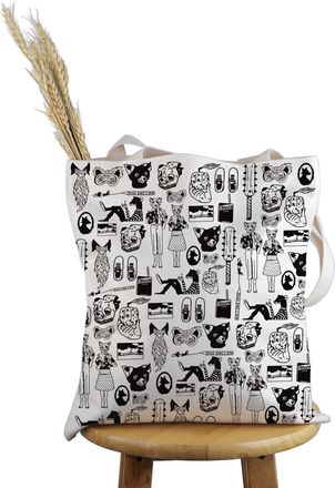 Generic PYOUL Fox Cartoon Inspired Gift Fox Movie Elements Tote Bag What the Cuss Handbag Cartoon Movie Merch (Fox Movie Elements Tote)