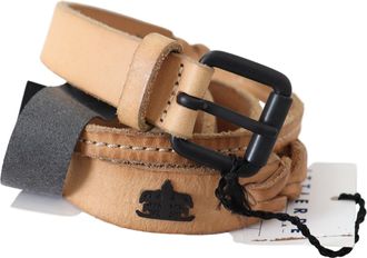 Scervino Street Light Brown Slim Leather Black Logo Buckle Womens Womens Belt