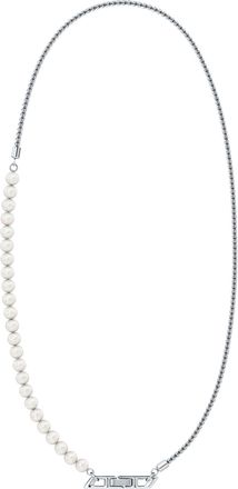 Diesel Sterling silver and pearl chain necklace - Necklaces - Unisex - Silver