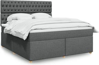 vidaXL Vidaxl - Cama Box Spring Con Colch&oacute;n Tela Gris Oscuro 180x200 Cm