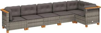vidaXL Vidaxl - Set De Muebles De Jard&iacute;n 6 Pzas Y Cojines Rat&aacute;n Sint&eacute;tico Gris