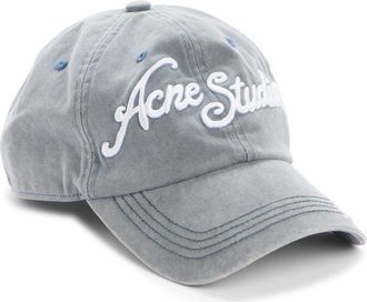 Acne Studios Tourist Logo Embroidered Cotton Twill Baseball Cap in Black at Nordstrom
