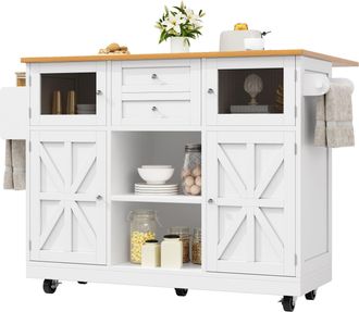 STILVORA Carrito De Cocina Con 2 Puertas 2 Cajones Estantes Ajustables Toallero Y Ruedas En Mdf 140 X 40 X 93,5 Cm Blanco