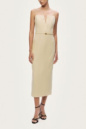 Nocturne Strappy Belted Midi Dress in Yellow at Nordstrom, Size X-Large Eu